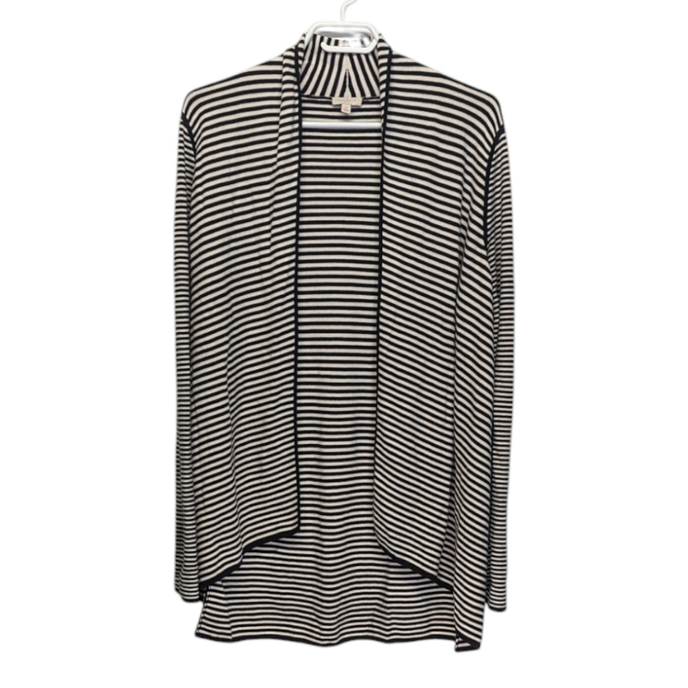 Talbots Long-sleeve Striped Cardigan Cotton Blend Black & White Size M